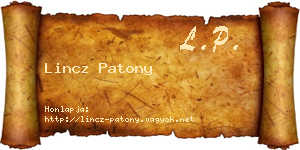Lincz Patony névjegykártya